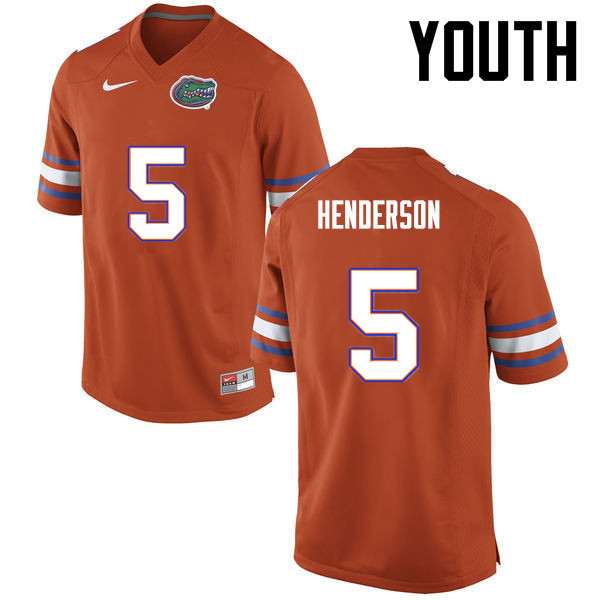 Youth Florida Gators #5 CJ Henderson College Football Jerseys-Orange - Click Image to Close